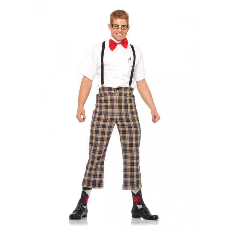 plaid pants with suspenders