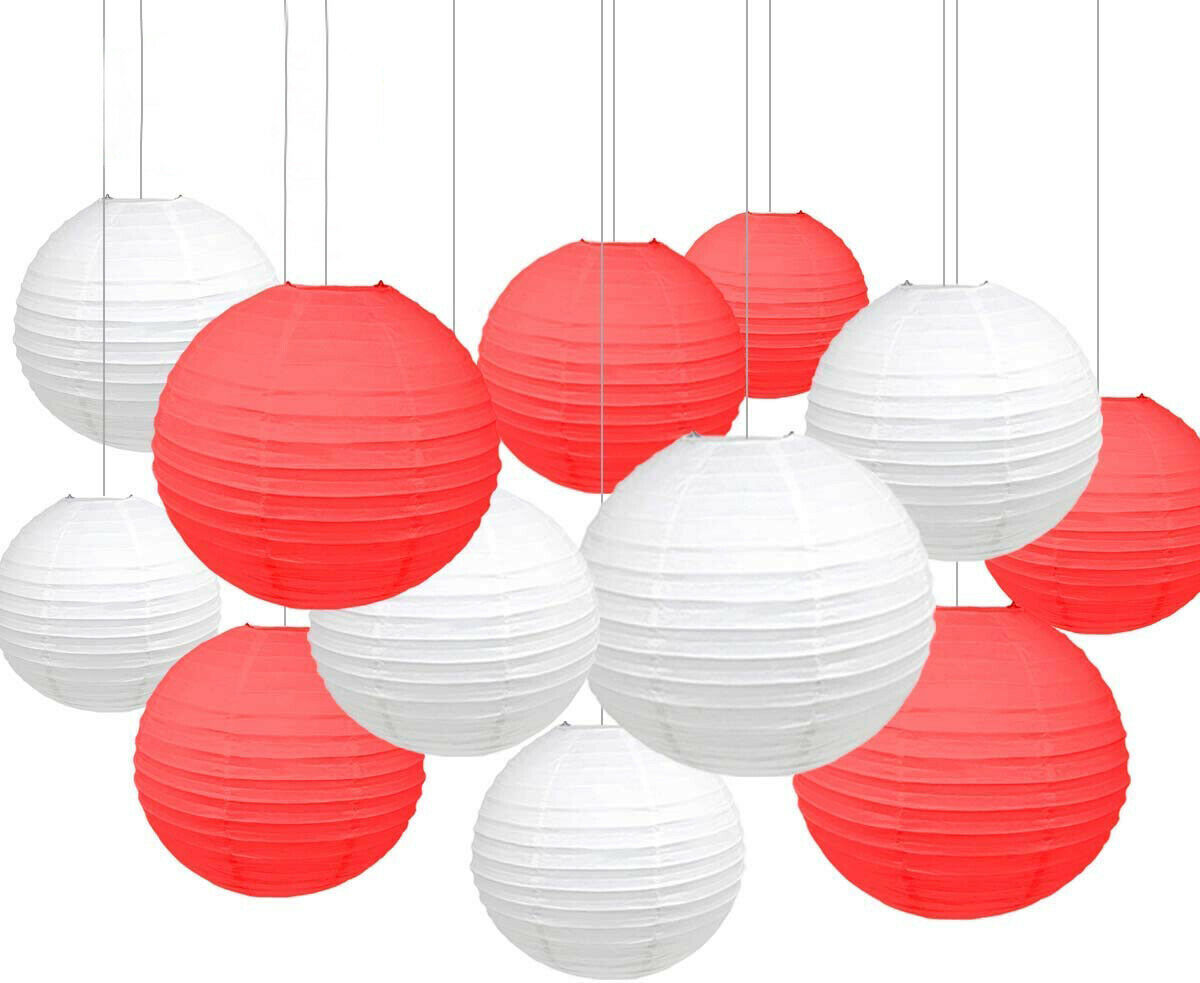 red and white paper lanterns